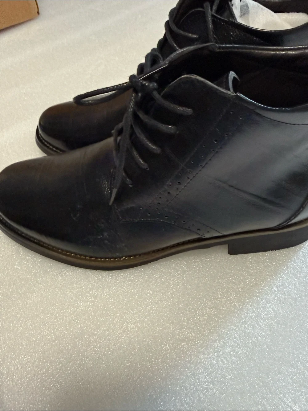 New Men's Black Leather Lace-Up Dress Boots